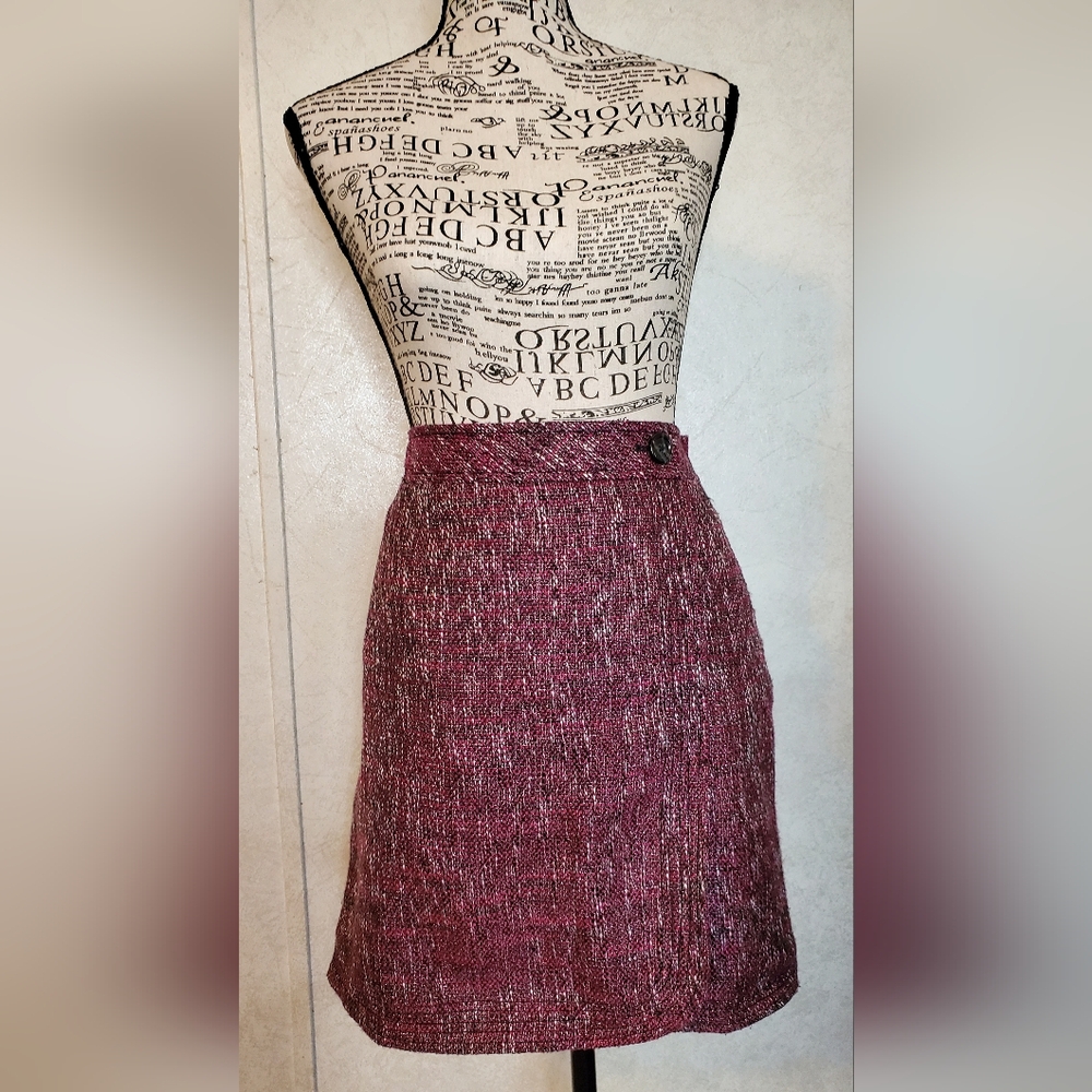 Ann Taylor LOFT Faux Wrap Skirt With Pockets Silver Business Work Size 6